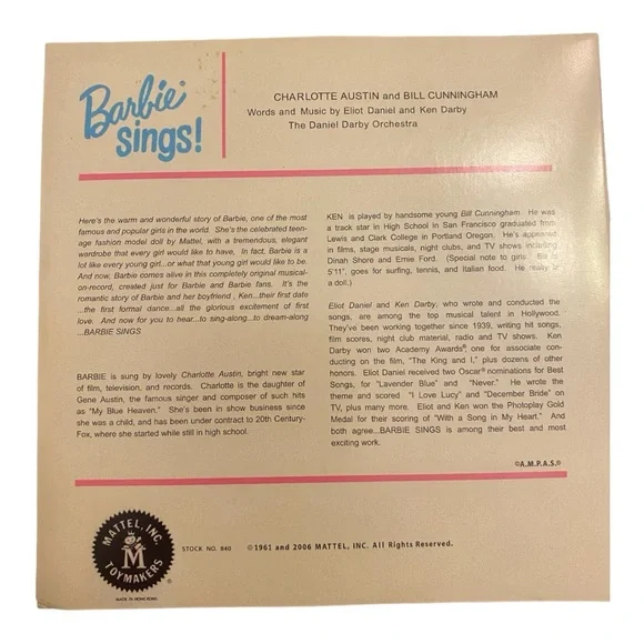 Nostalgic CD Barbie Sings 6 terrific teen-age tunes sung by Barbie and Ken - Picture 2 of 8